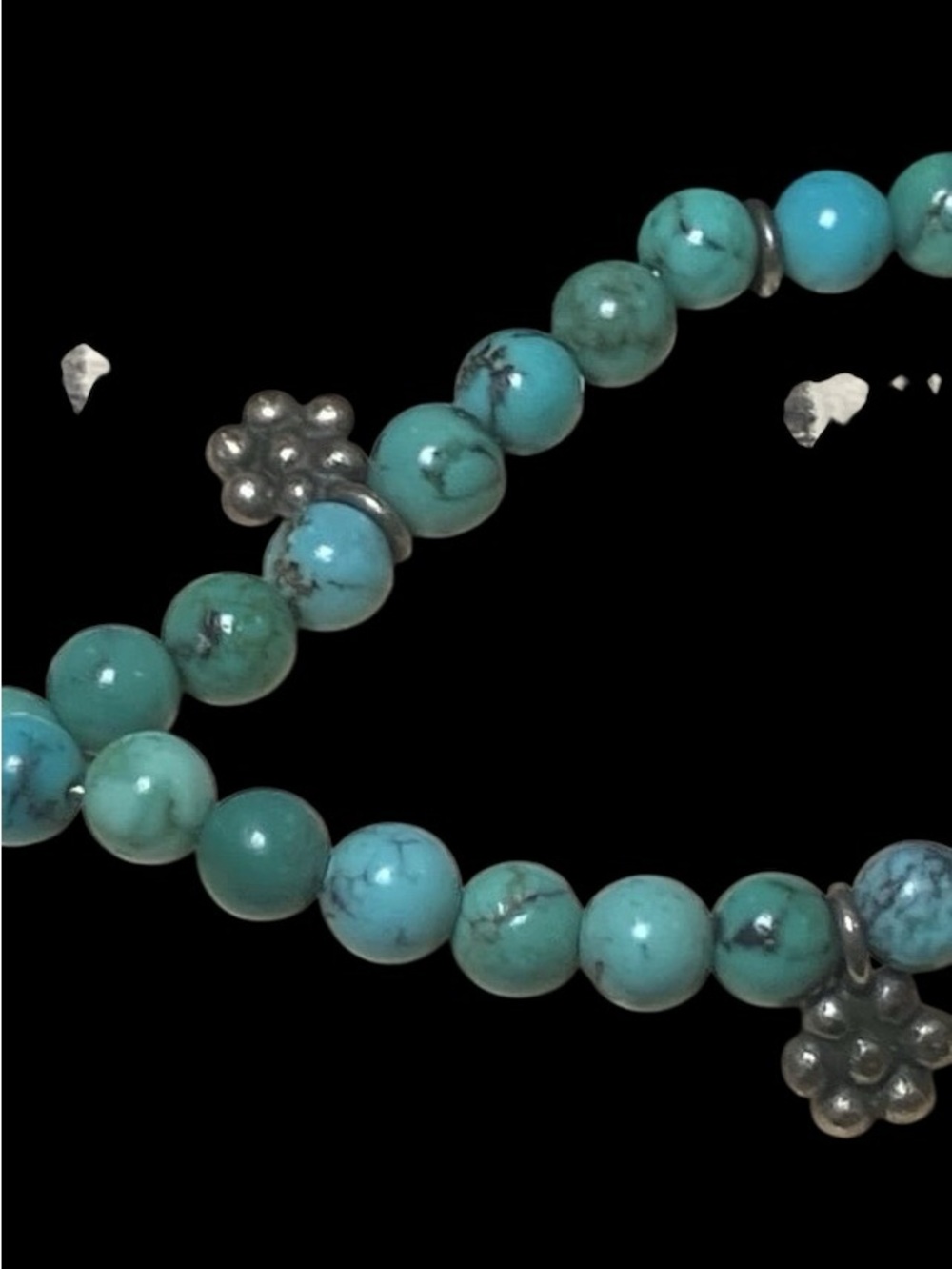 Vintage 16" Turquoise Bead Necklace 925 Sterling Silver Clasp Southwestern Boho